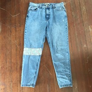 Unique cute patched vintage mom jeans